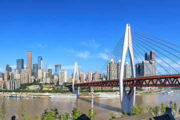 Plakat Panorama of modern city skyline in chongqing,China.