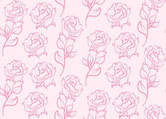 Rose pattern in vintage style. Decorative elegant design. Floral seamless pattern. Image colors: dark pink, pastel pink. Template for your graphic design. Paper in the style of art. Vector