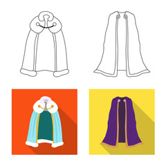 Isolated object of material and clothing logo. Collection of material and garment stock vector illustration.