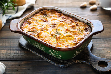 Potato casserole with garlic and rosemary