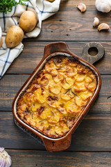 Potato casserole with garlic and rosemary
