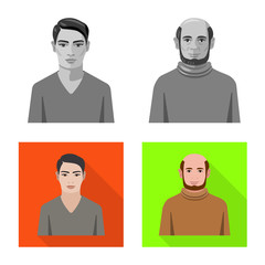 Isolated object of hairstyle and profession logo. Set of hairstyle and character vector icon for stock.
