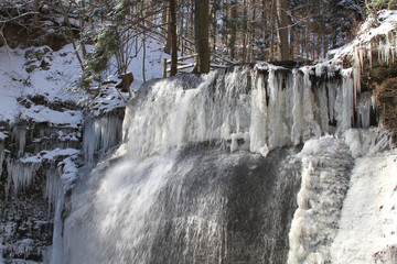 Frozen waterfall at the Buttermilk Waterfall State Park in Western Pennsylvania.