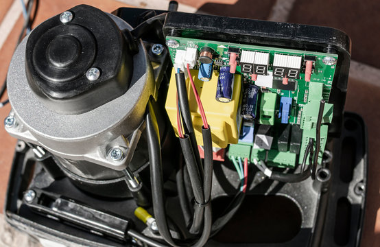 Components of an electric motor uncovered during installation