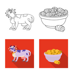 Vector illustration of creamy and product logo. Collection of creamy and farm vector icon for stock.