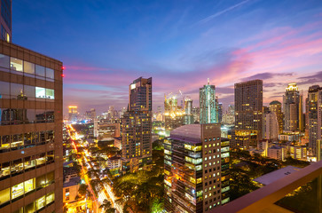 Beautiful cityscape night view of Bangkok