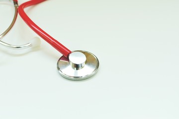Concept of a stethoscope on white background. 