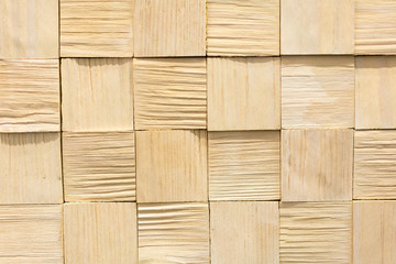 wooden background. Background of wooden squares. beige wood background