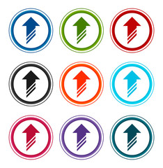 Upload icon flat round buttons set illustration design