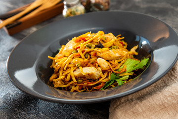 Asian Noodles with Chicken and Black Mushrooms,Coriander
