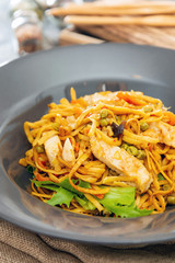 Asian Noodles with Chicken and Black Mushrooms,Coriander