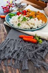 chicken tikka masala and rice basmati