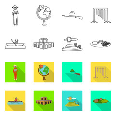 Isolated object of travel and country icon. Set of travel and asia vector icon for stock.