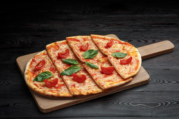 pizza with tomatoes, mozzarella and tartar sauce