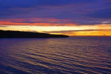 Sunset over the Minas Basin in the Bay of Fundy, Nova Scotia, Canada