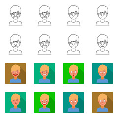 Isolated object of face and boy symbol. Set of face and young vector icon for stock.