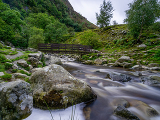 Long exposure waterfall and bridge