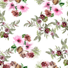 Seamless watercolor pattern with peonies for fabric - 295863062