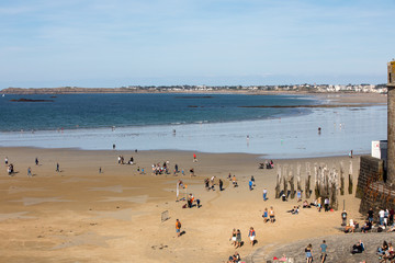 Fototapeta na wymiar The stars on the beach in Saint Malo. Brittany, France