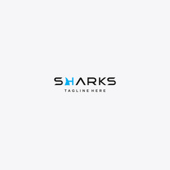 shark electronic sport game vector logo design template