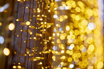 Background with LED lights garland