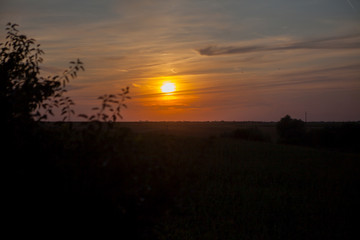 Abendstimmung aus dem fahrenden Zug
