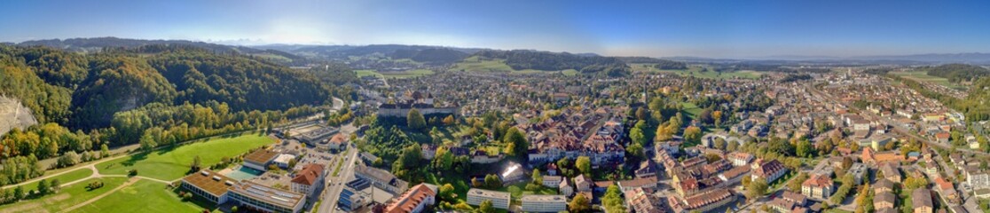 Fototapeta na wymiar Stadtpanorama Burgdorf, BE, Schweiz