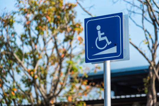 Sign Parking car for disable , Special Parking places for disable in petrol station.