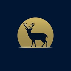 deer head circle logo icon design vector