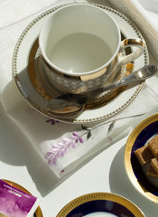 breakfast tray with coffee cup