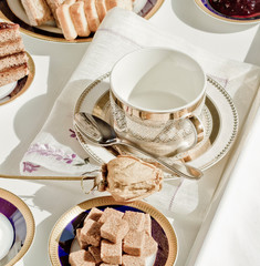 breakfast tray with coffee cup