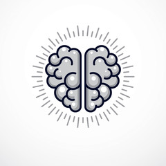 Human anatomical brain vector illustration, logo or icon.