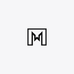 Initial letter logo MW, logo template