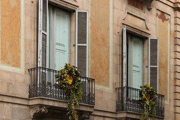 Fototapeta na wymiar Historical architecture in Barcelona, Rambla street, Catalonia - Spain
