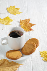 Coffee with oatmeal cookies