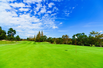 Fototapeta na wymiar Image of management : landscape of Japanese golf scene in green side ( goal of hole )