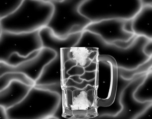 glass of water with ice on black background