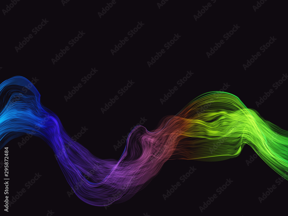 Aufkleber vector abstract shiny color blue and green wave design element on dark background. science or techno