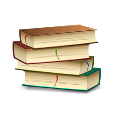 Book set with bookmarks and shadow on isolated background, book template, vector illustration