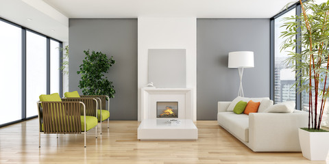 large luxury modern bright interiors Living room illustration 3D rendering computer digitally generated image