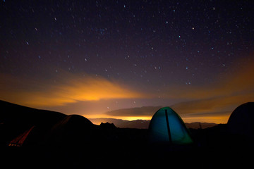 Fototapeta na wymiar Night Camping Under The Stars