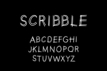 Fototapeta na wymiar Scribble hand drawn vector type font in cartoon style lettering