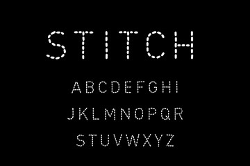 Fototapeta na wymiar Stitch hand drawn vector type font in cartoon comic style