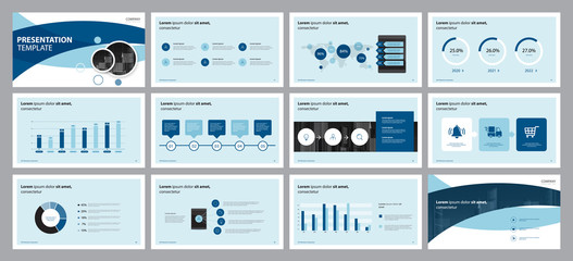  business presentation design template and page layout design for brochure, annual report with info graphic  elements design concept - obrazy, fototapety, plakaty