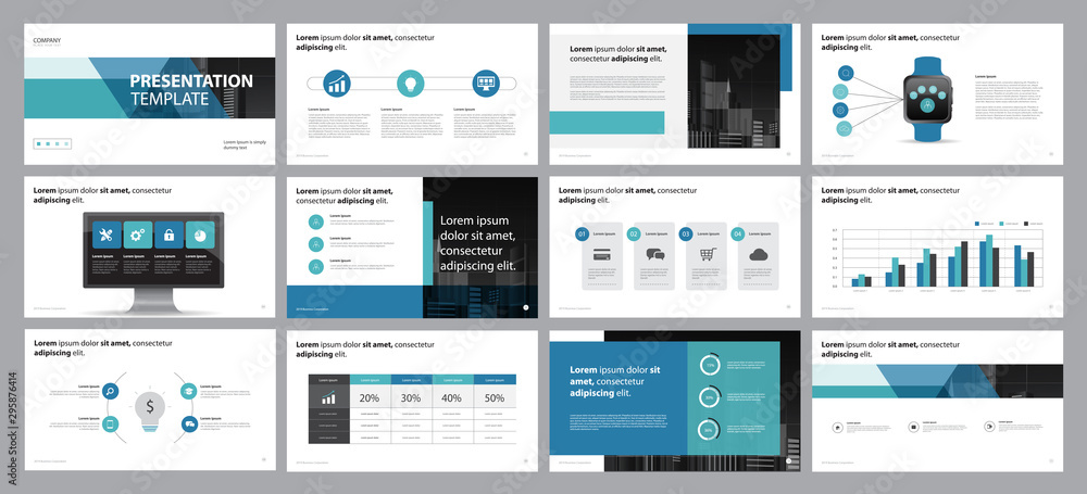 Aufkleber business presentation design template and page layout design for brochure, annual report with info g
