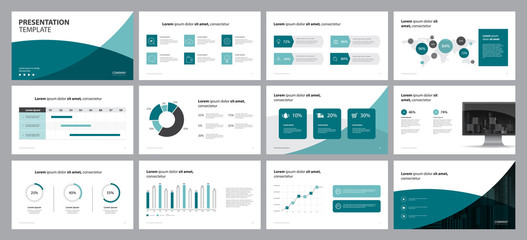 business presentation design template and page layout design for brochure, annual report with info graphic  elements design concept - obrazy, fototapety, plakaty