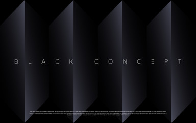 Minimalist black premium abstract background with luxury dark gradient geometric elements. Rich background for exclusive design. - Vector