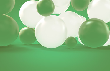 Abstract 3d render with geometric balloons for Holidays, celebration, event background. Christmas background.