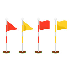 Golf flagsticks set vector cartoon icon symbols. Golf game flagstick and hole.