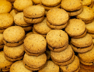 pile of cookies mountain - baci di dama tipical italian 